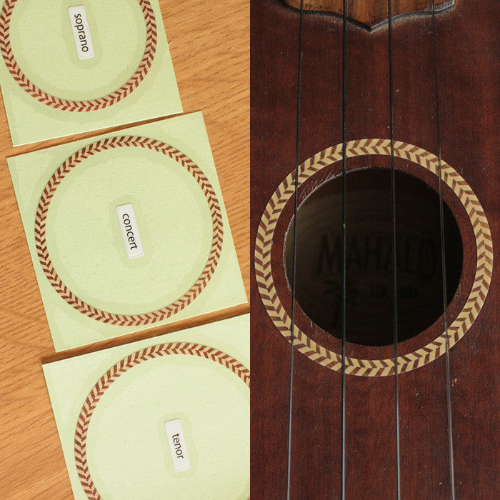 Ukulele Rosette (Woody-Herringbone) - Inlay Stickers Jockomo