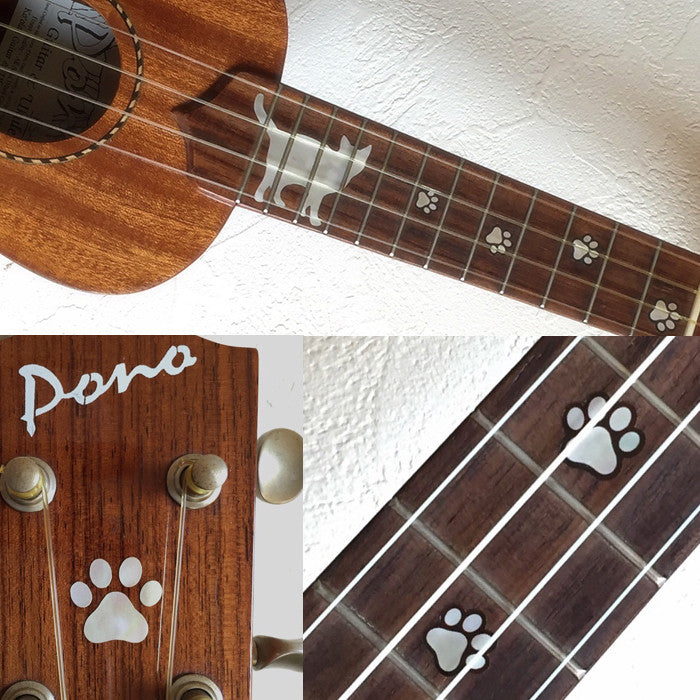 Cat Foot Prints / Paws - Fret Markers for Ukuleles - Inlay Stickers Jockomo