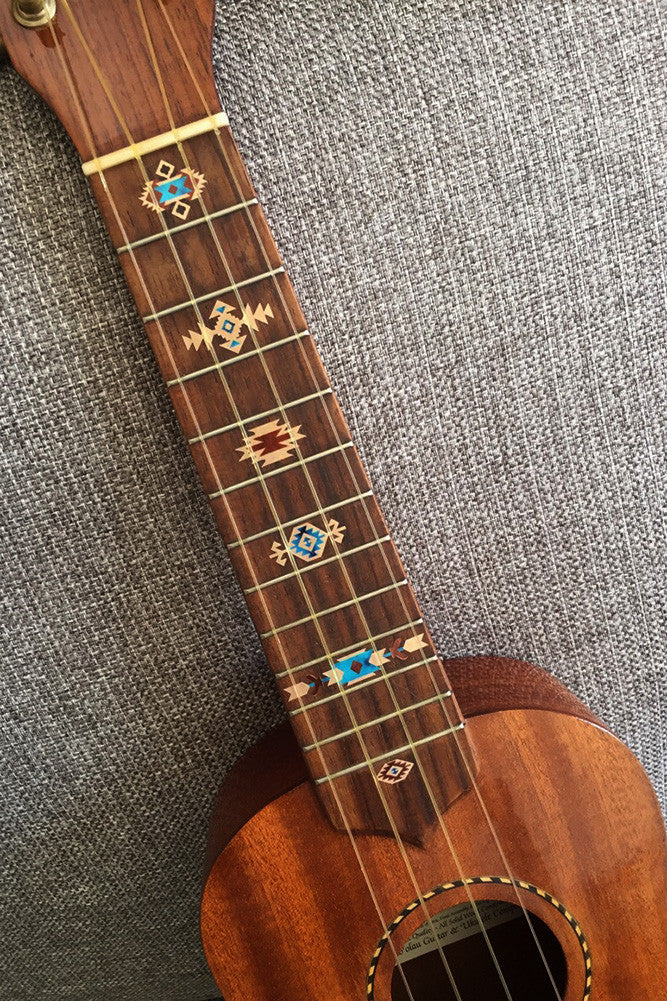 Native American Style / Ethnic Pattern (Natural) - Fret Markers for Ukuleles - Inlay Stickers Jockomo