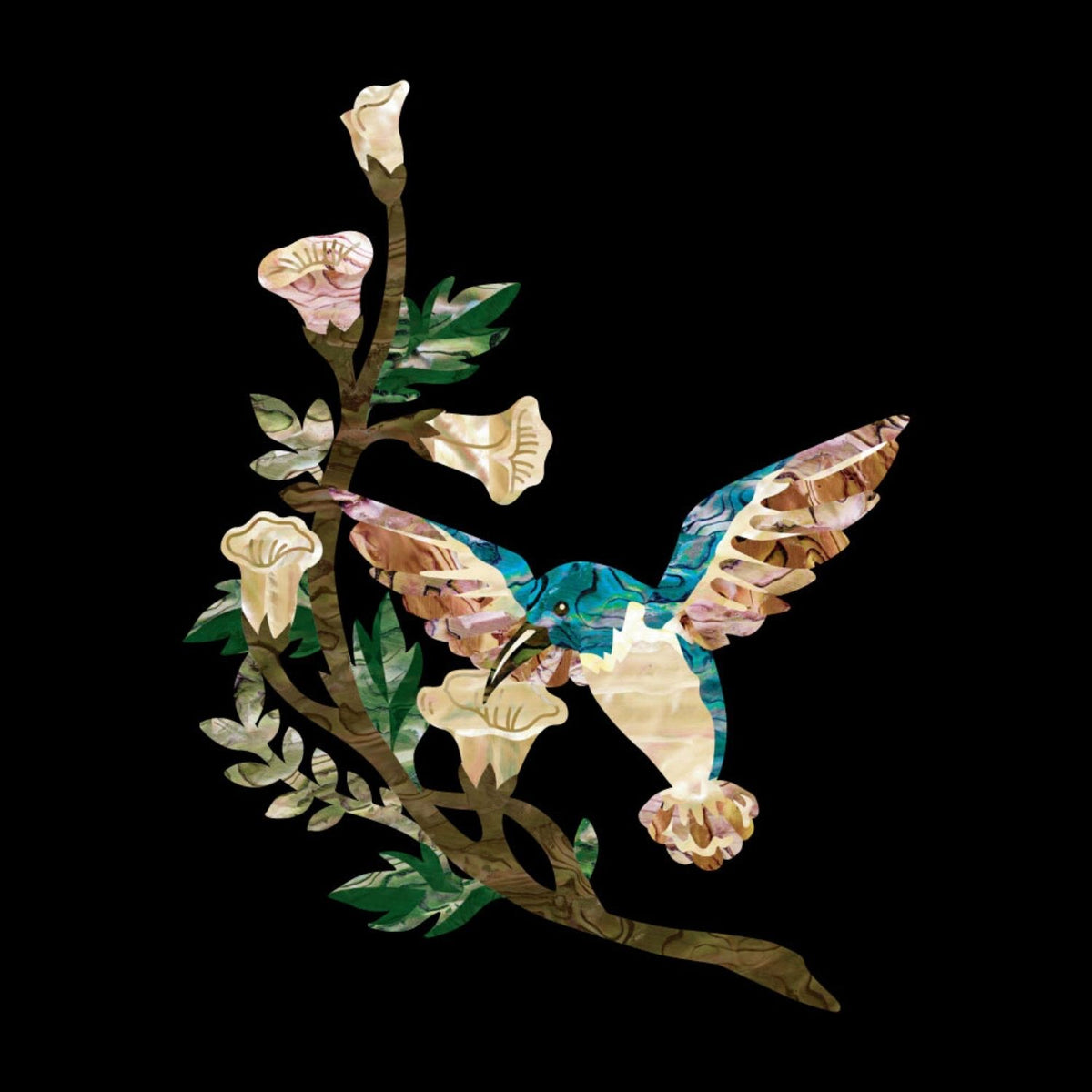 Hummingbird Vinyl Decal 4-Pack - Infinity, Flying, Nectar & Love Designs (Black)