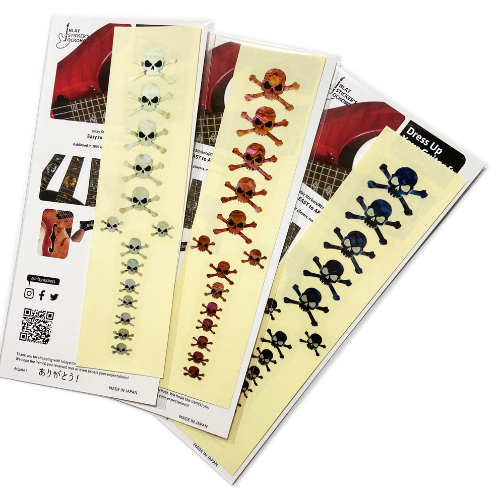 skull and crossbones inlay pattern fret markers decal for Guitar