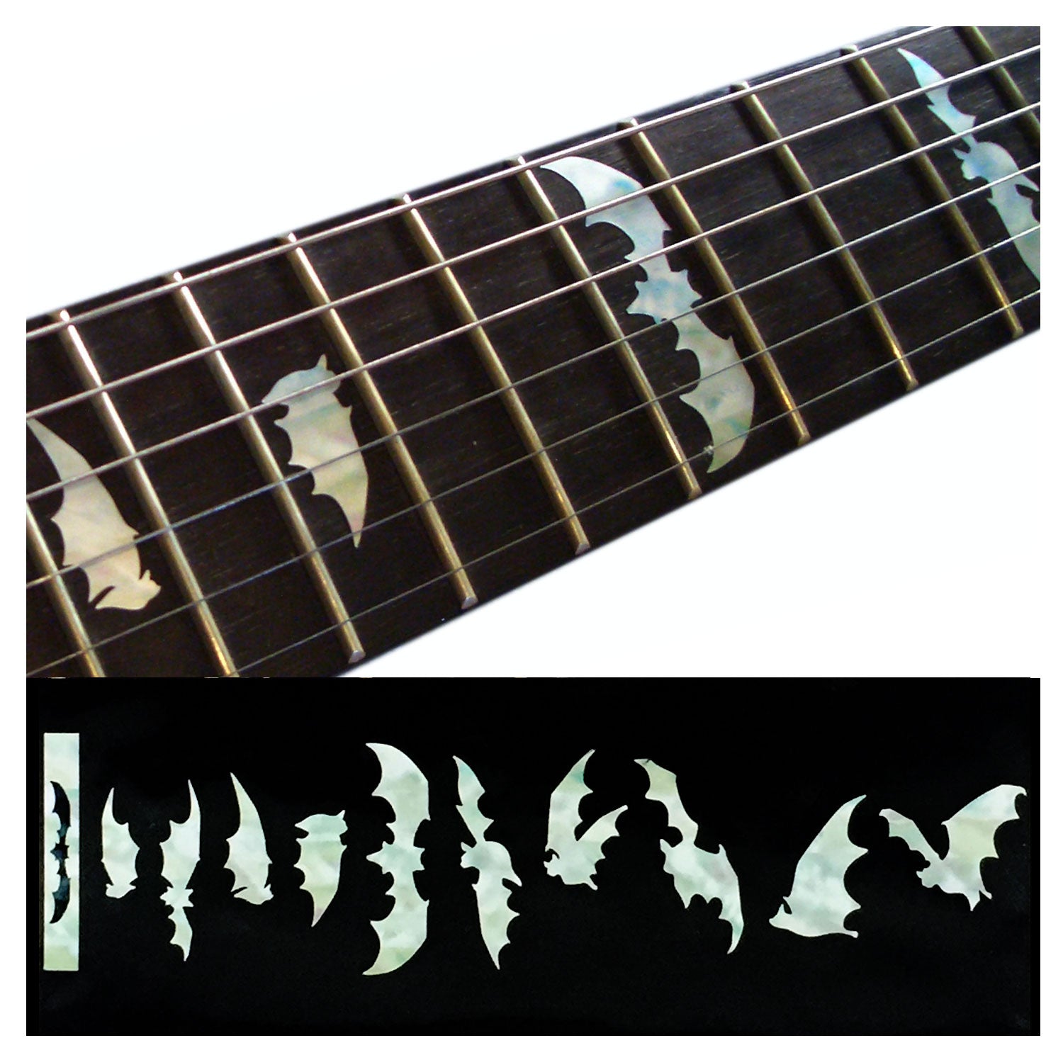 Bat Wings (Vampire Bats) - Fret Markers for Guitars & Bass -White Paerl