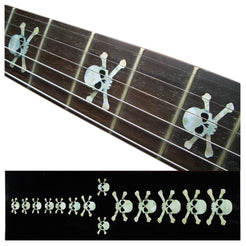skull and crossbones inlay pattern fret markers decal for Guitar - White Pearl
