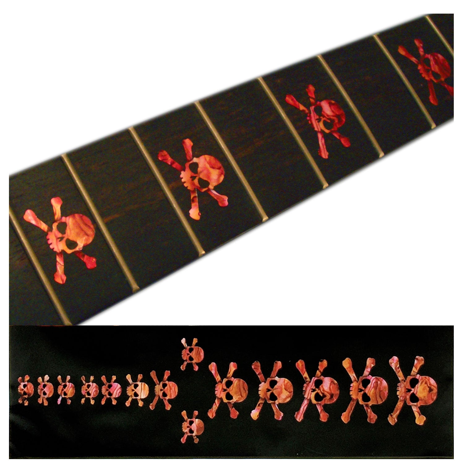 red skull and crossbones inlay pattern fret markers decal for Guitar