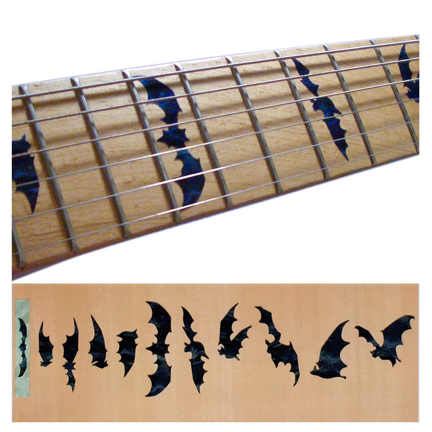 Bat Wings (Vampire Bats) - Fret Markers for Guitars & Bass - black pearl