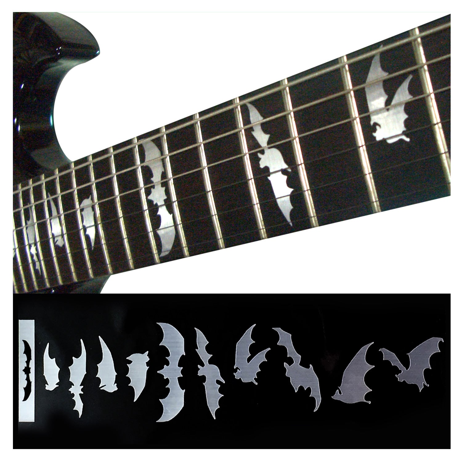 Bat Wings (Vampire Bats) - Fret Markers for Guitars & Bass - metallic