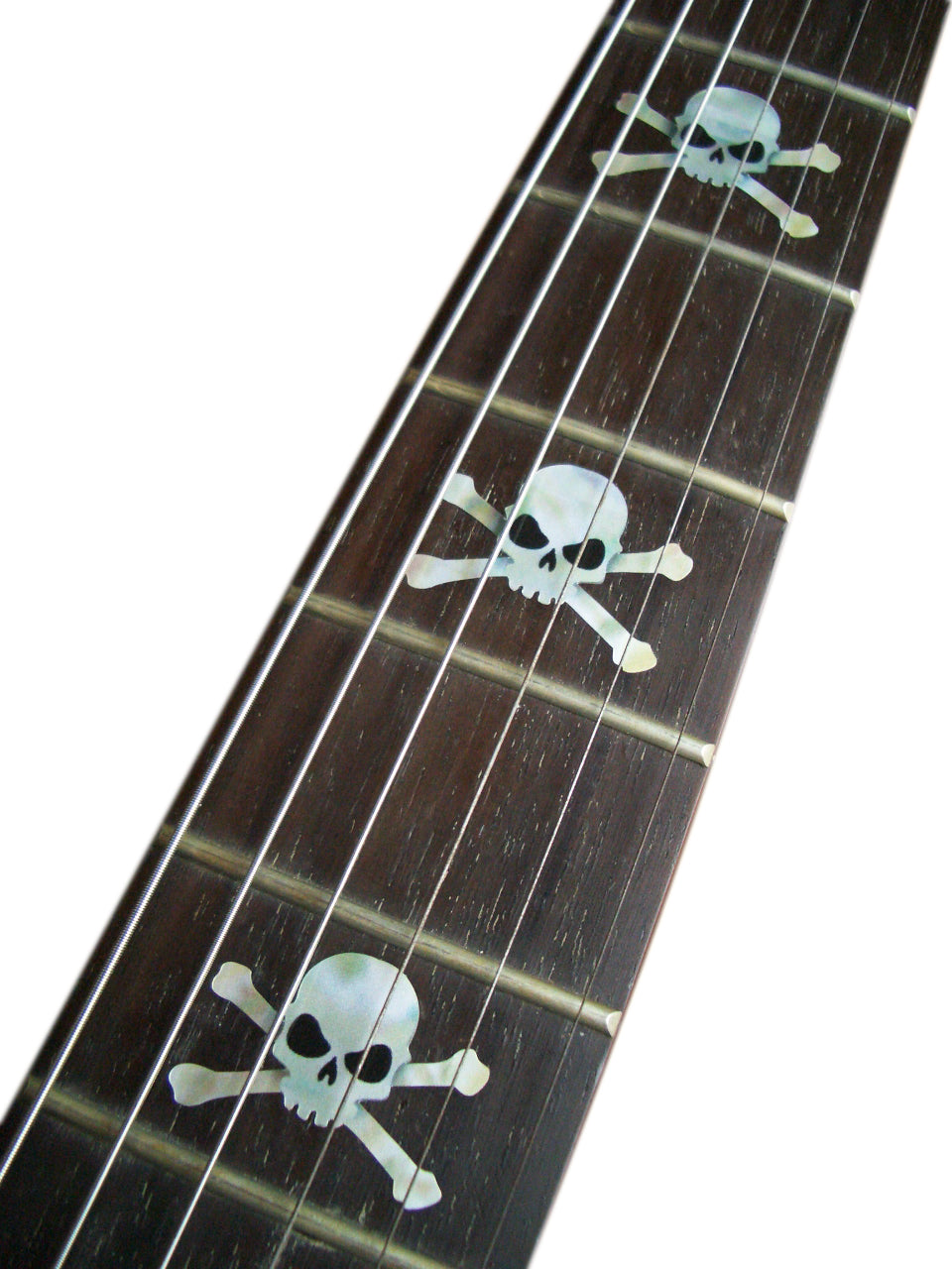 Guitar neck with skull and crossbones inlay sticker