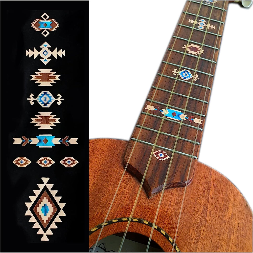 Native American Style / Ethnic Pattern (Natural) - Fret Markers for Ukuleles - Inlay Stickers Jockomo