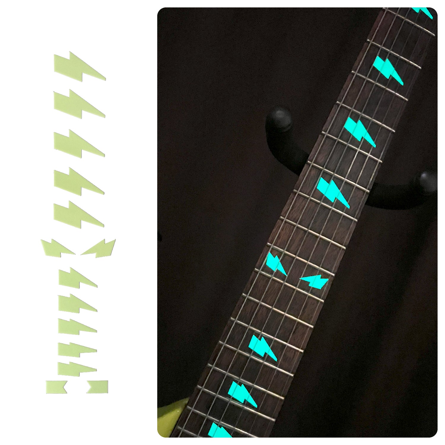 Glow in the Dark AC/DC Angus-Style Lightning Bolt Fret Markers