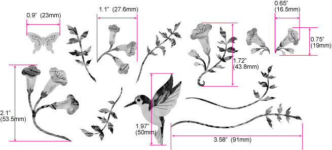Assorted Hummingbird / B-150AH - Inlay Stickers Jockomo