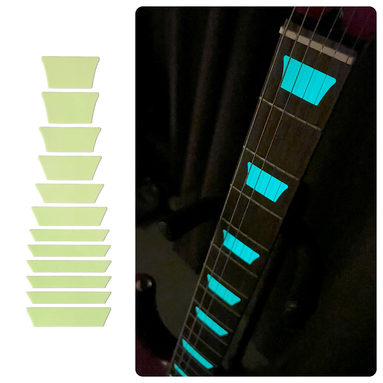 Glow in the Dark / Dish / Trapezoid Les Paul Style Fret Markers - Inlay Stickers Jockomo
