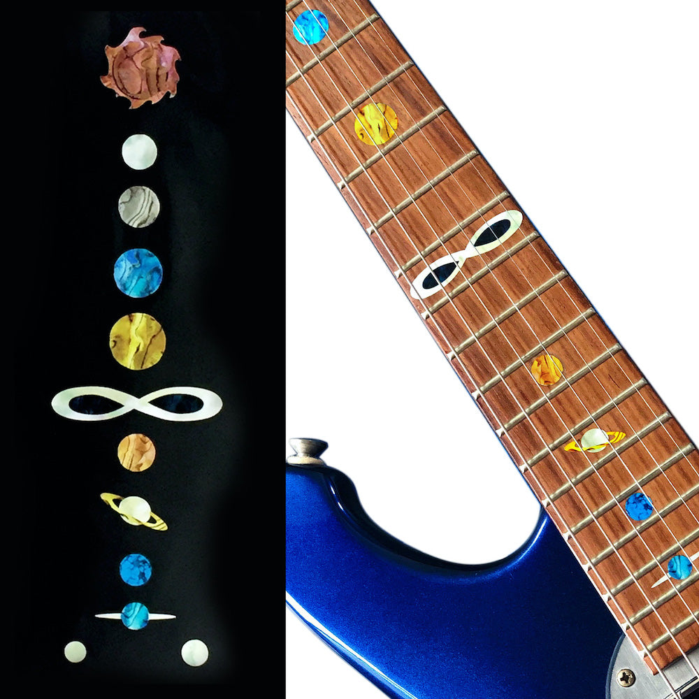 Earth & Sun, 9 planets of the solar system fret markers for guitars