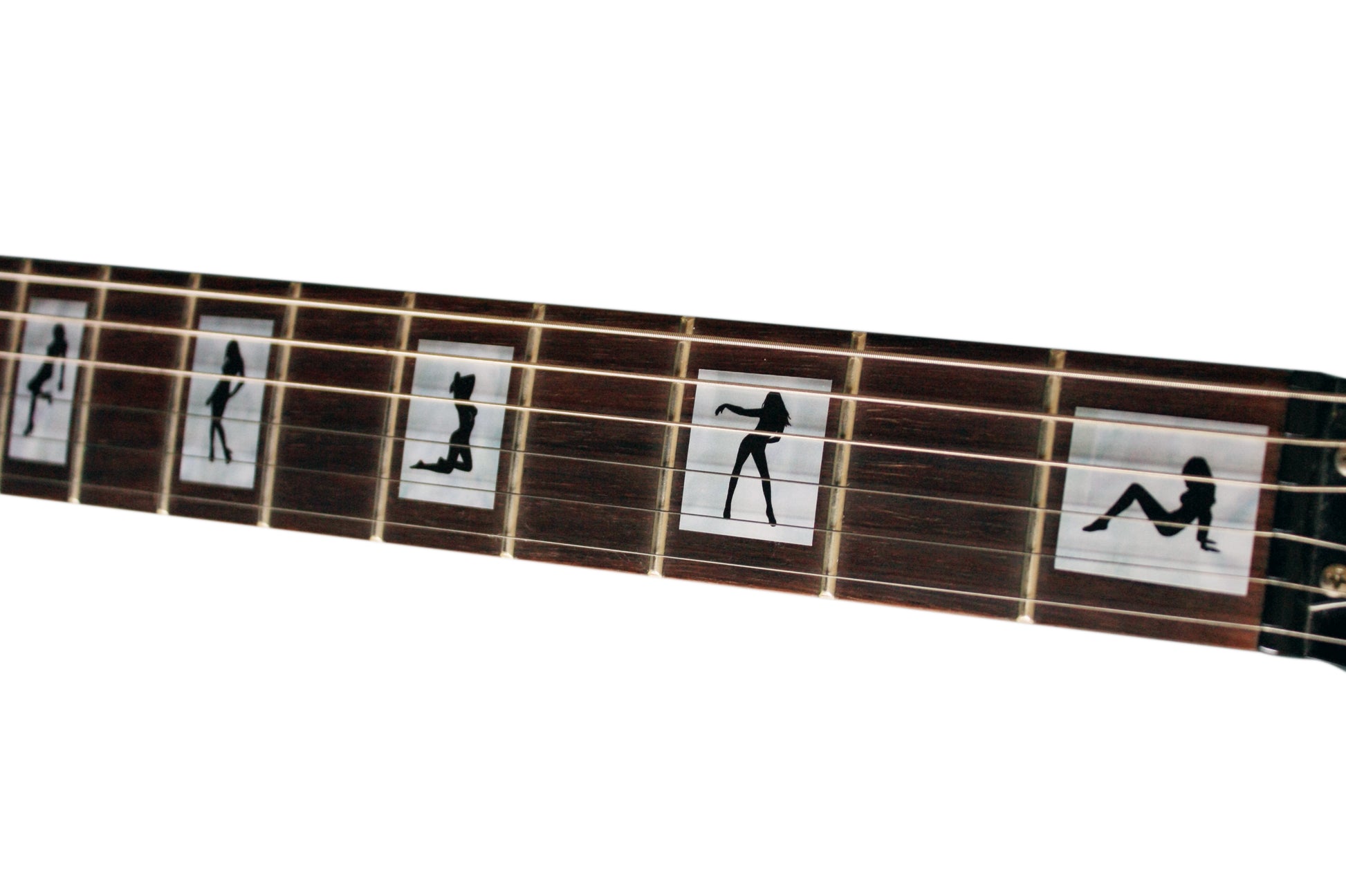 Guitar fretboard with silhouette decals
