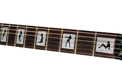 Guitar fretboard with silhouette decals