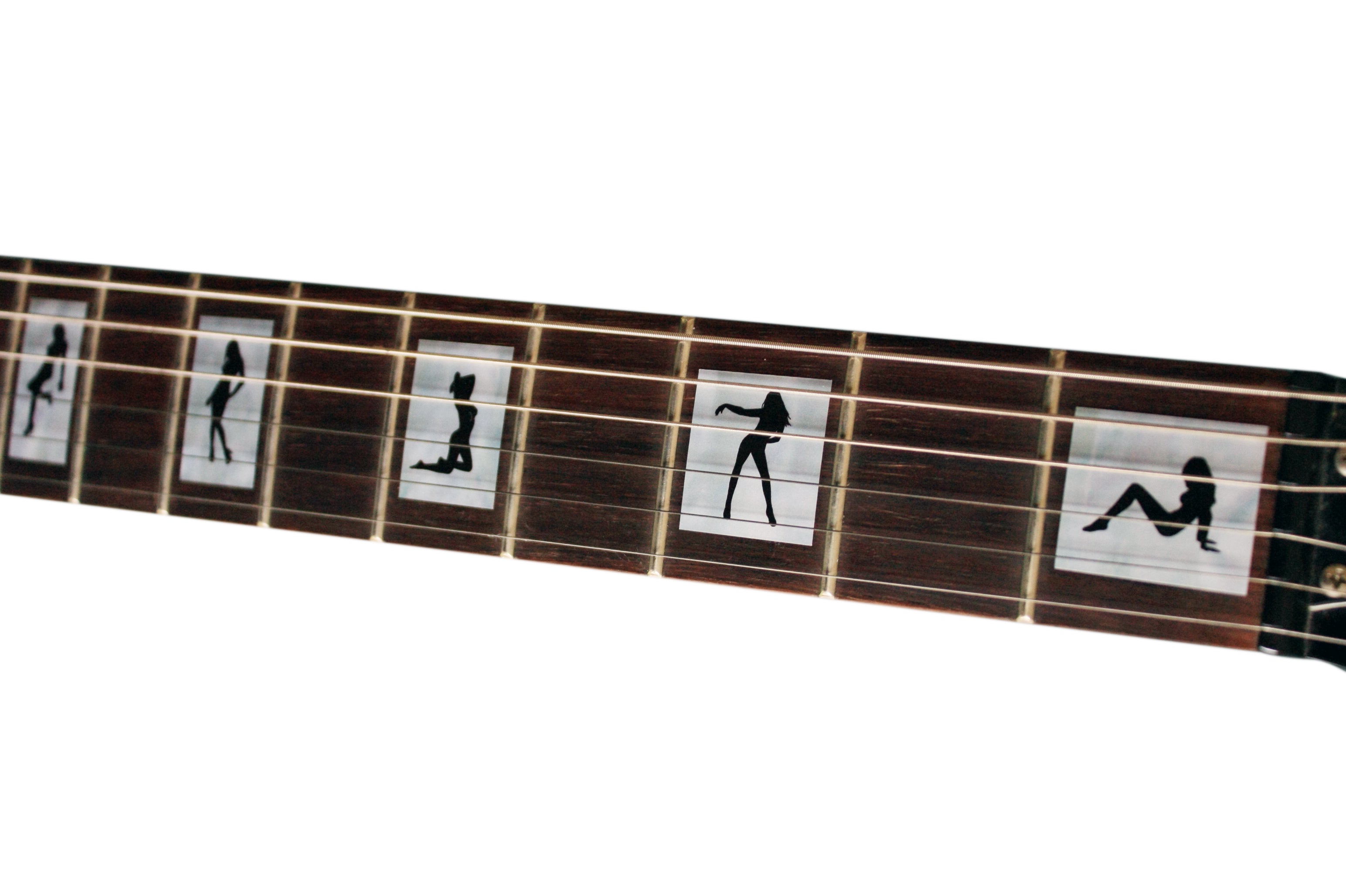 Guitar fretboard with silhouette decals