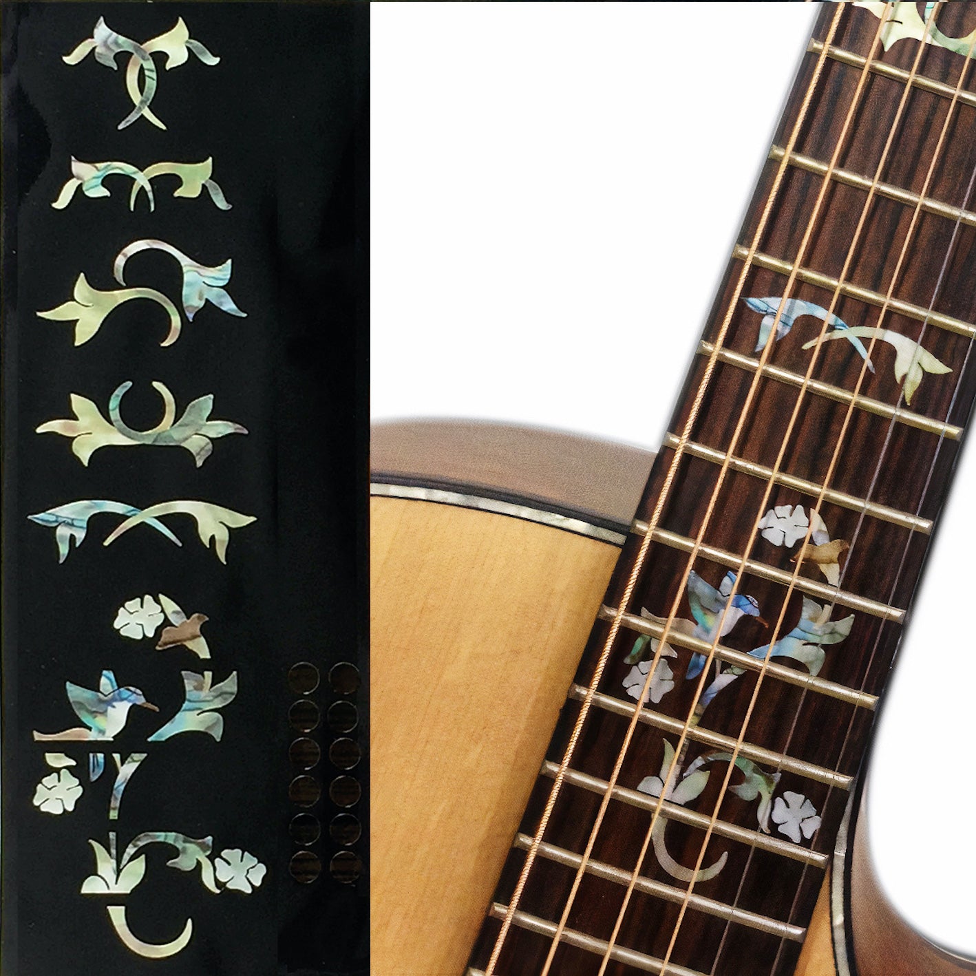 Traditional Taylor style fret markers for both electric & acoustic guitars