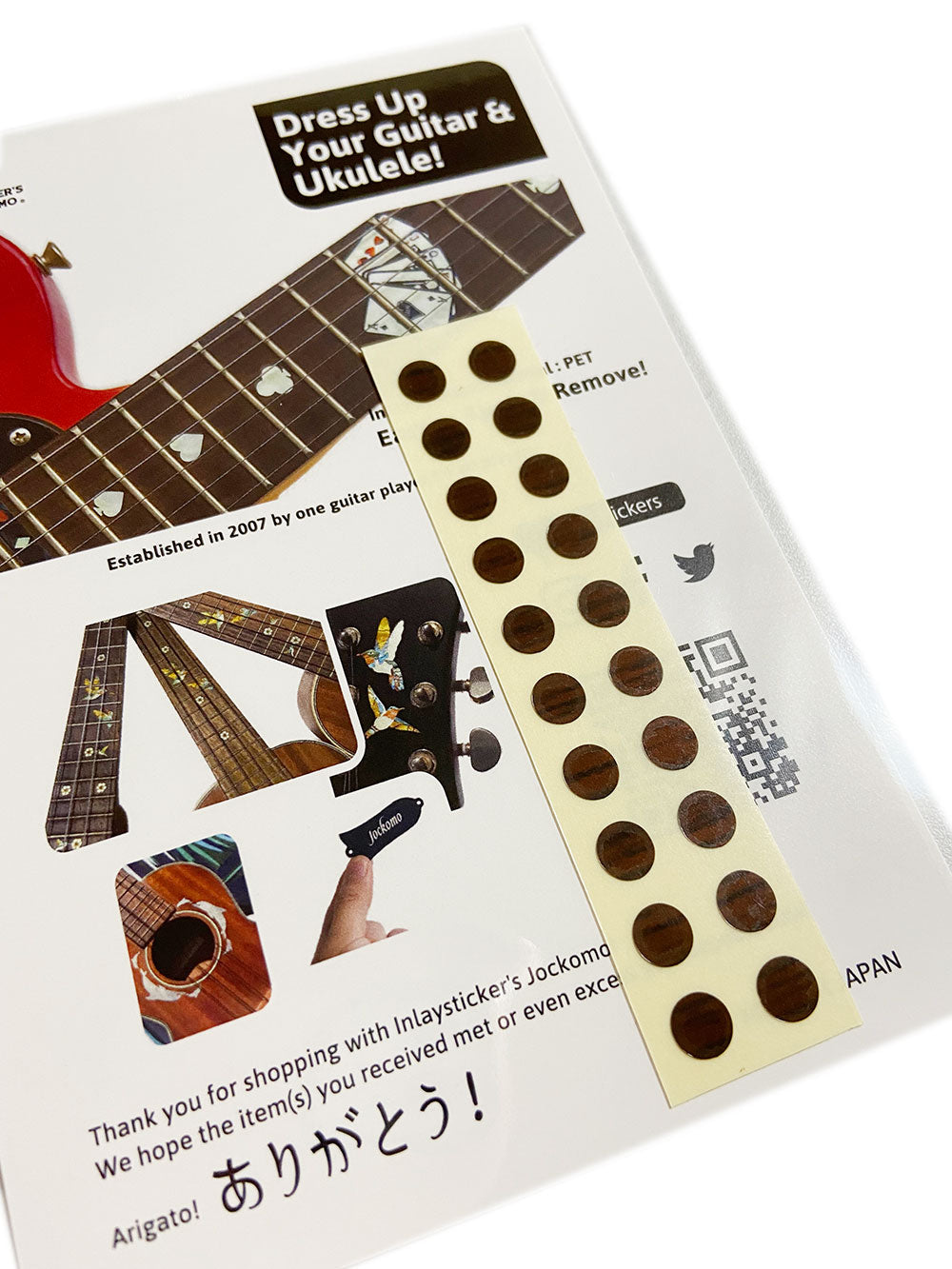 1/4" (6.35mm) Rosewood Dot Fret Markers - Inlay Stickers Jockomo