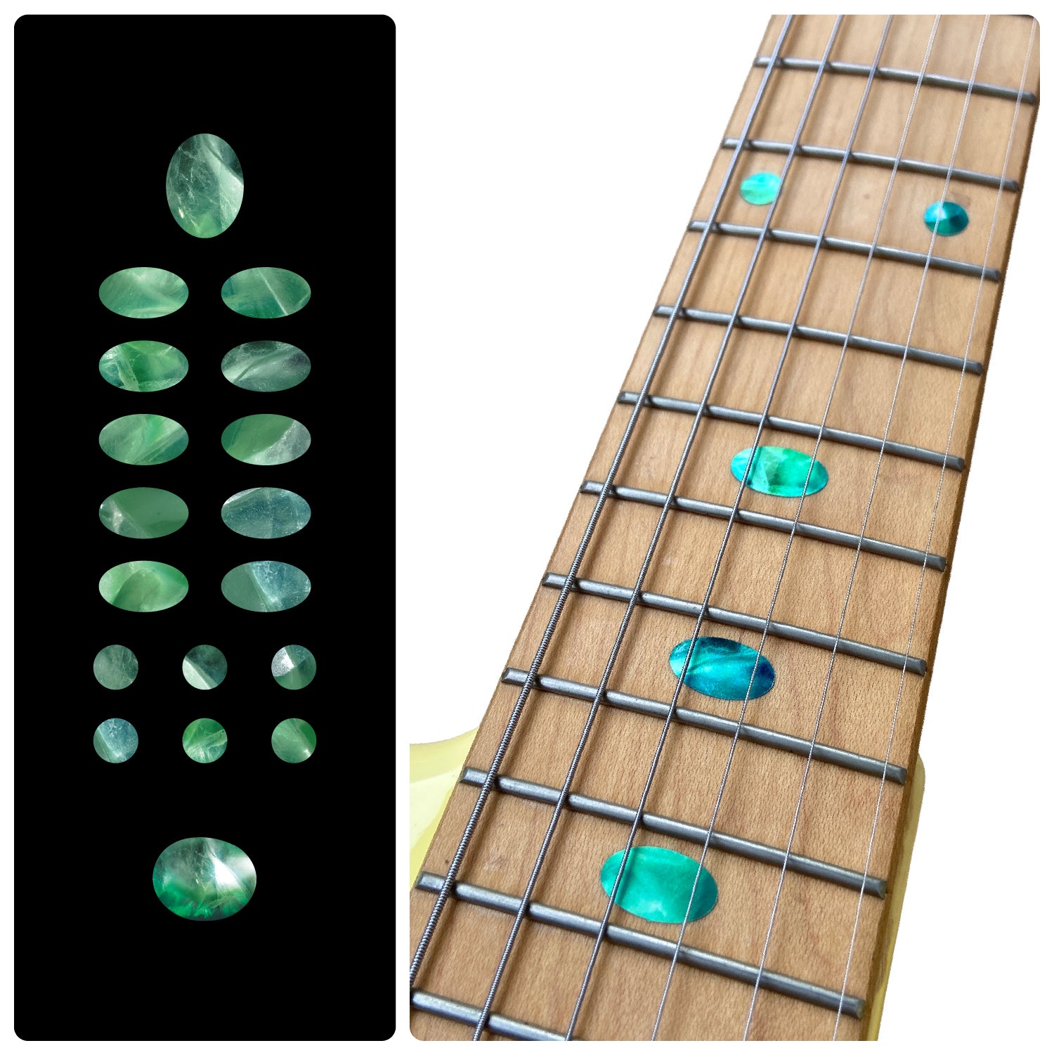 Gemtone Oval Fret Markers Decal - Fluorisia (fluorite)