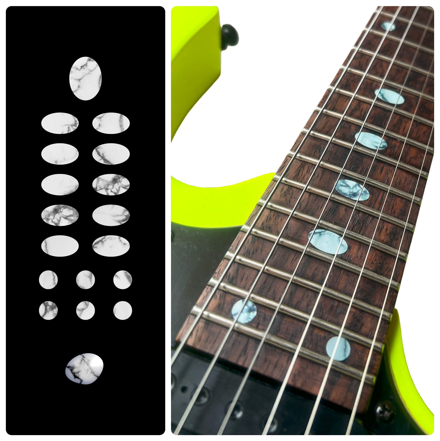 Gemtone Oval Fret Markers Decal - Howlina (howlite)