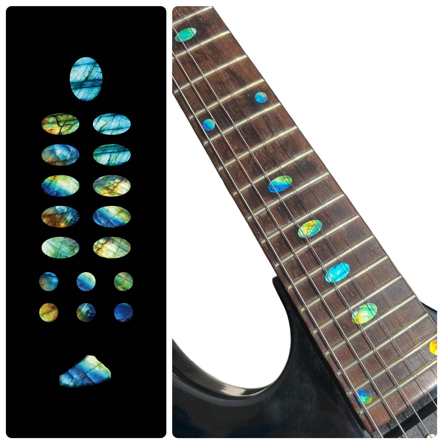 Gemtone Oval Fret Markers Decal - Labradora (labradorite) 