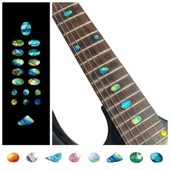 Guitar fretboard with colorful Gemtone dot inlays