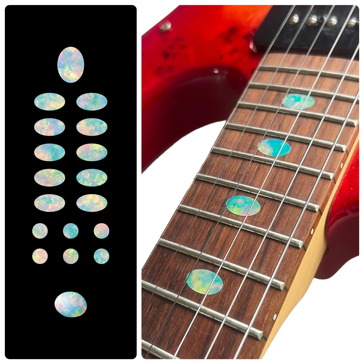 Gemtone Oval Fret Markers Decal - Opalescent (opal)