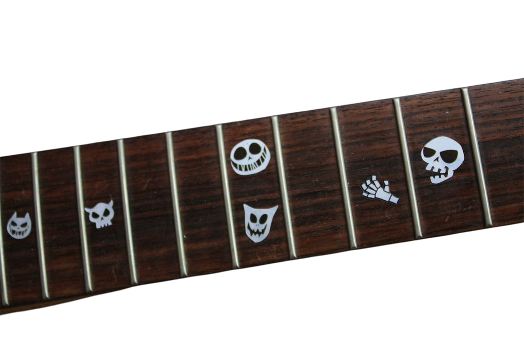 Nightmare before Christmas style Skull fret markers for both electric and acoustic guitars