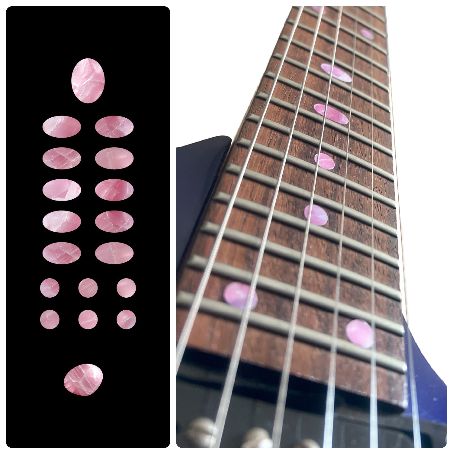 Gemtone Oval Fret Markers Decal -  Rosite (rose quartz) 