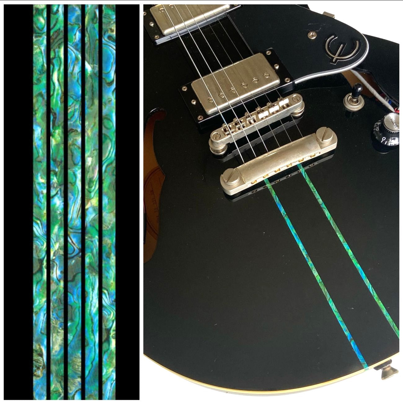Stick Decals (Abalone-Green) for Guitars & Bass