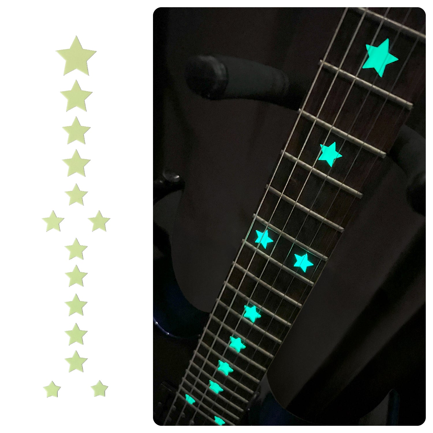 Glow in the Dark / Stars - Fret Markers for Guitars & Bass - Inlay Stickers Jockomo