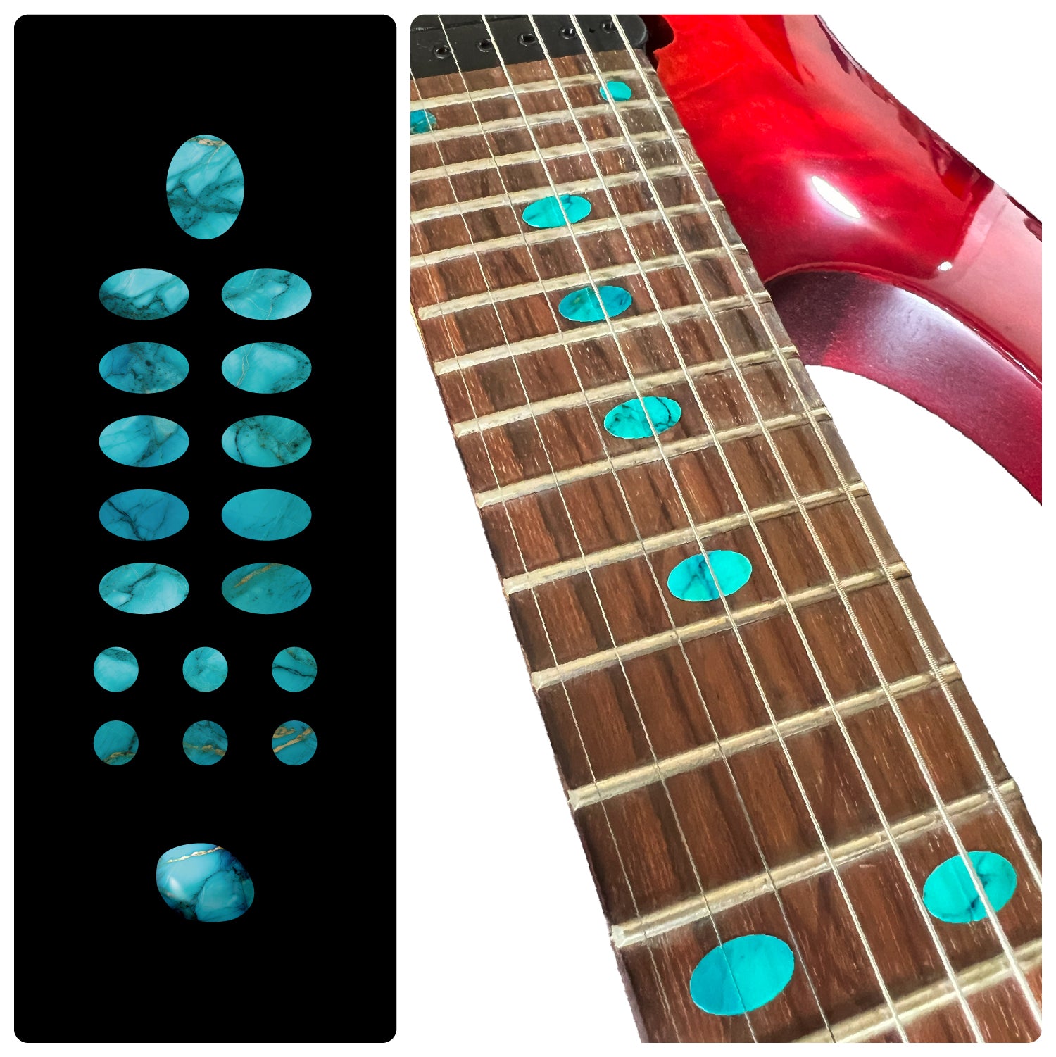 Gemtone Oval Fret Markers Decal - Turissia (turquoise)