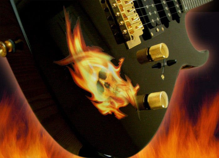 Real Fire Flame-Skull Inlay Stickers Decals Guitar Bass - Inlay Stickers Jockomo