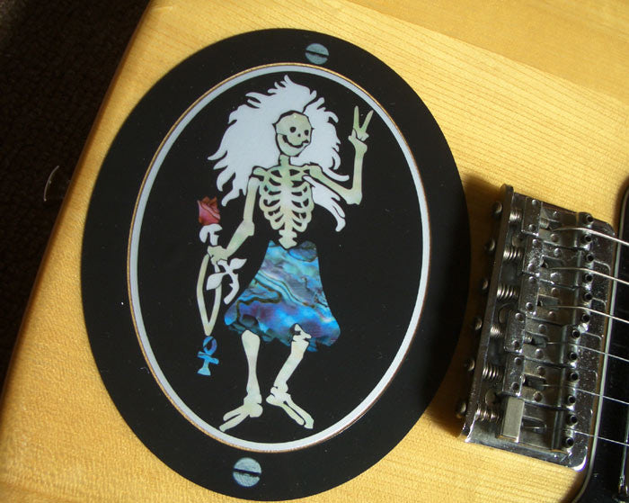 Rosebud Dancing Skeleton Sticker for Guitar & Bass