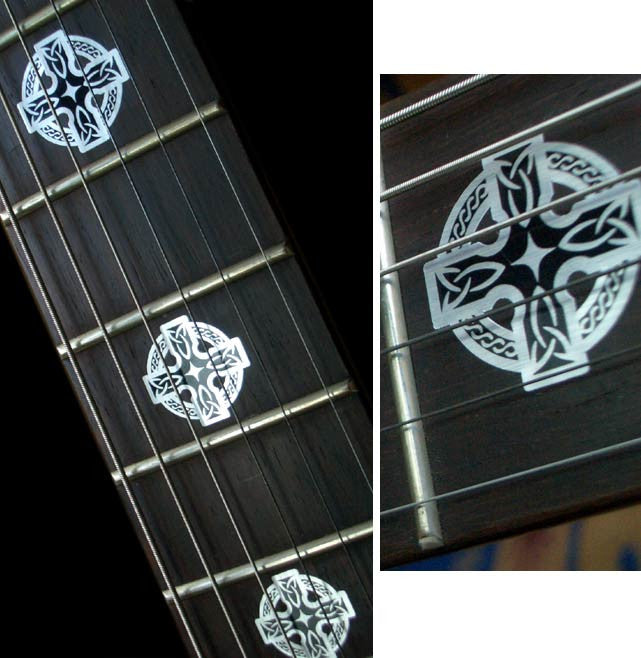 Metallic Celtic Cross - Fret Markers for Guitars & Bass - Inlay Stickers Jockomo