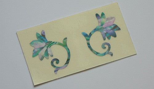 Oriental Flowers - 2pcs Bridge Inlays - Inlay Stickers Jockomo