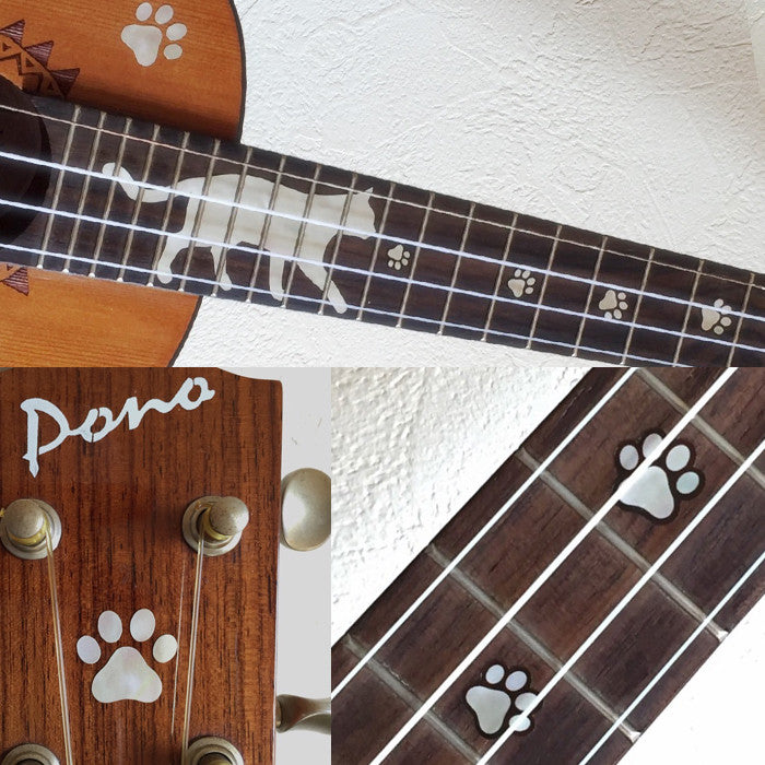 Cat Foot Prints / Paws - Fret Markers for Ukuleles - Inlay Stickers Jockomo