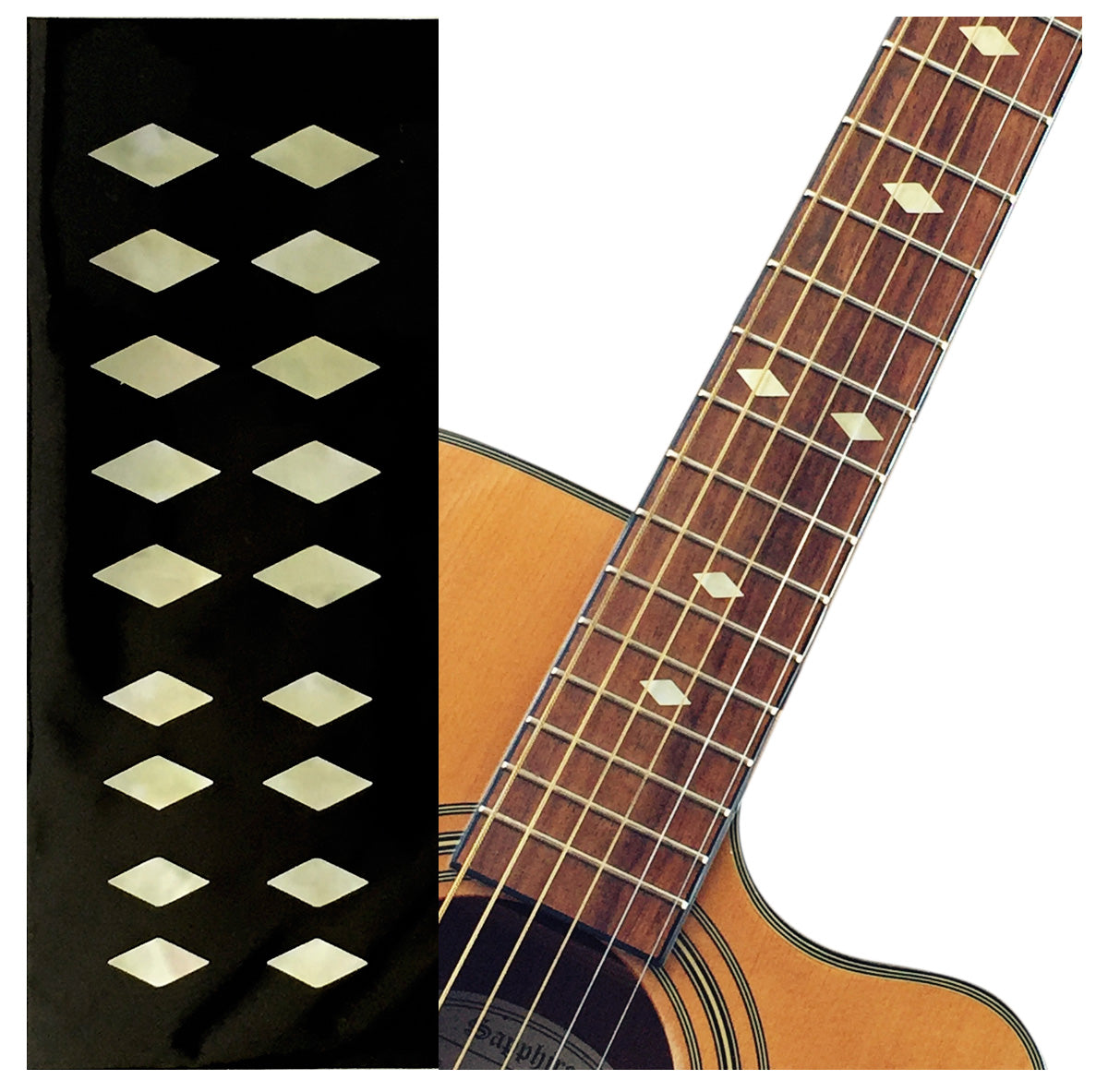 Traditional Diamonds - Fret Markers for Guitars, Bass & Ukuleles - Inlay Stickers Jockomo
