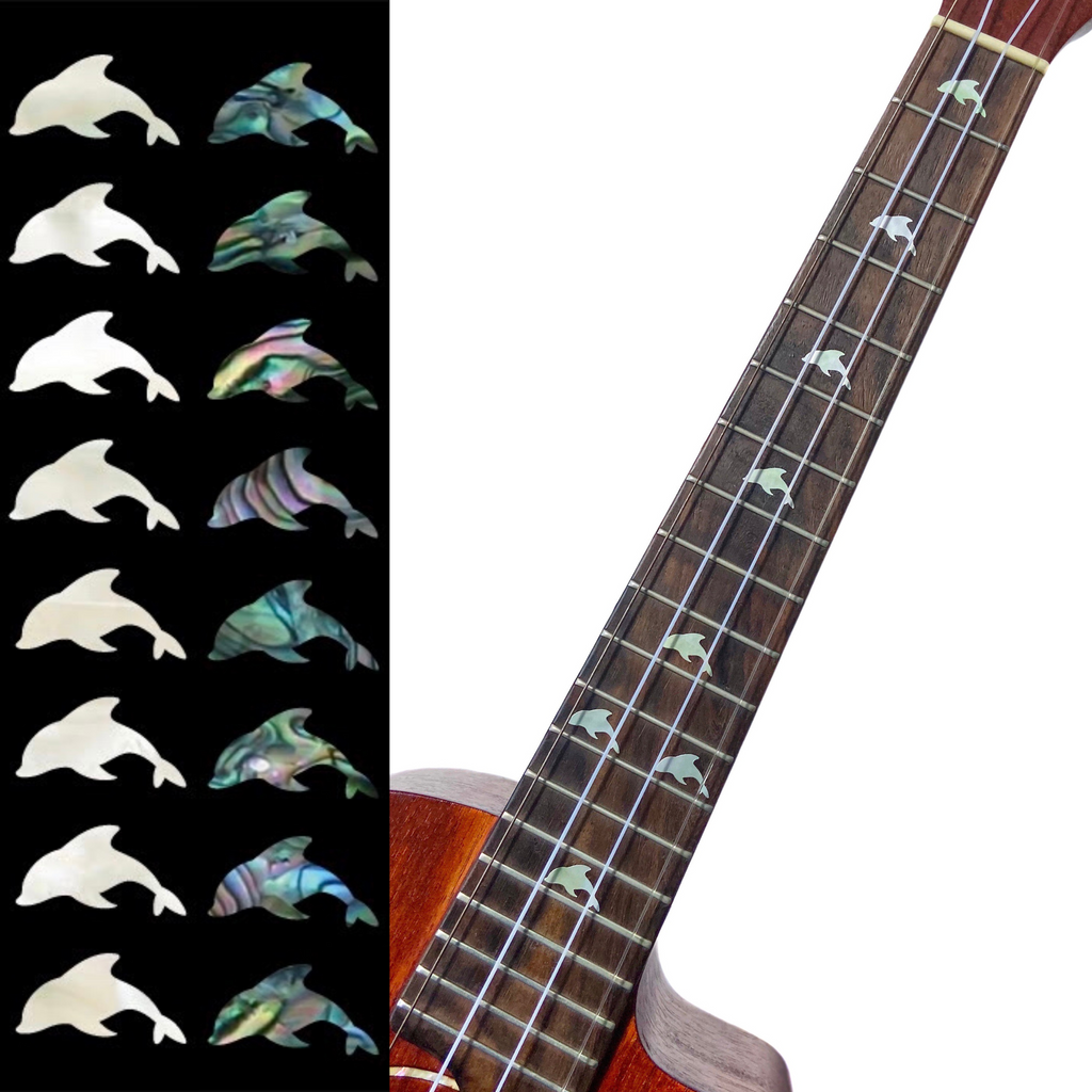 Dolphins - Fret Markers for Ukuleles (2 Colors) - Inlay Stickers Jockomo