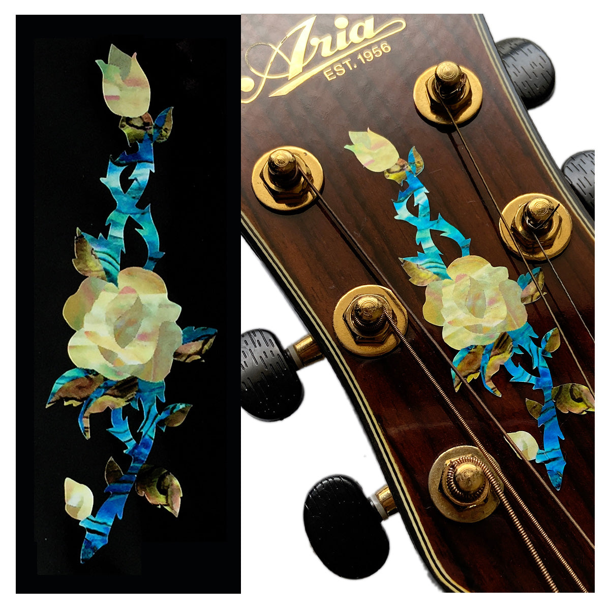 Rose Vine - Inlay Sticker for Headstock
