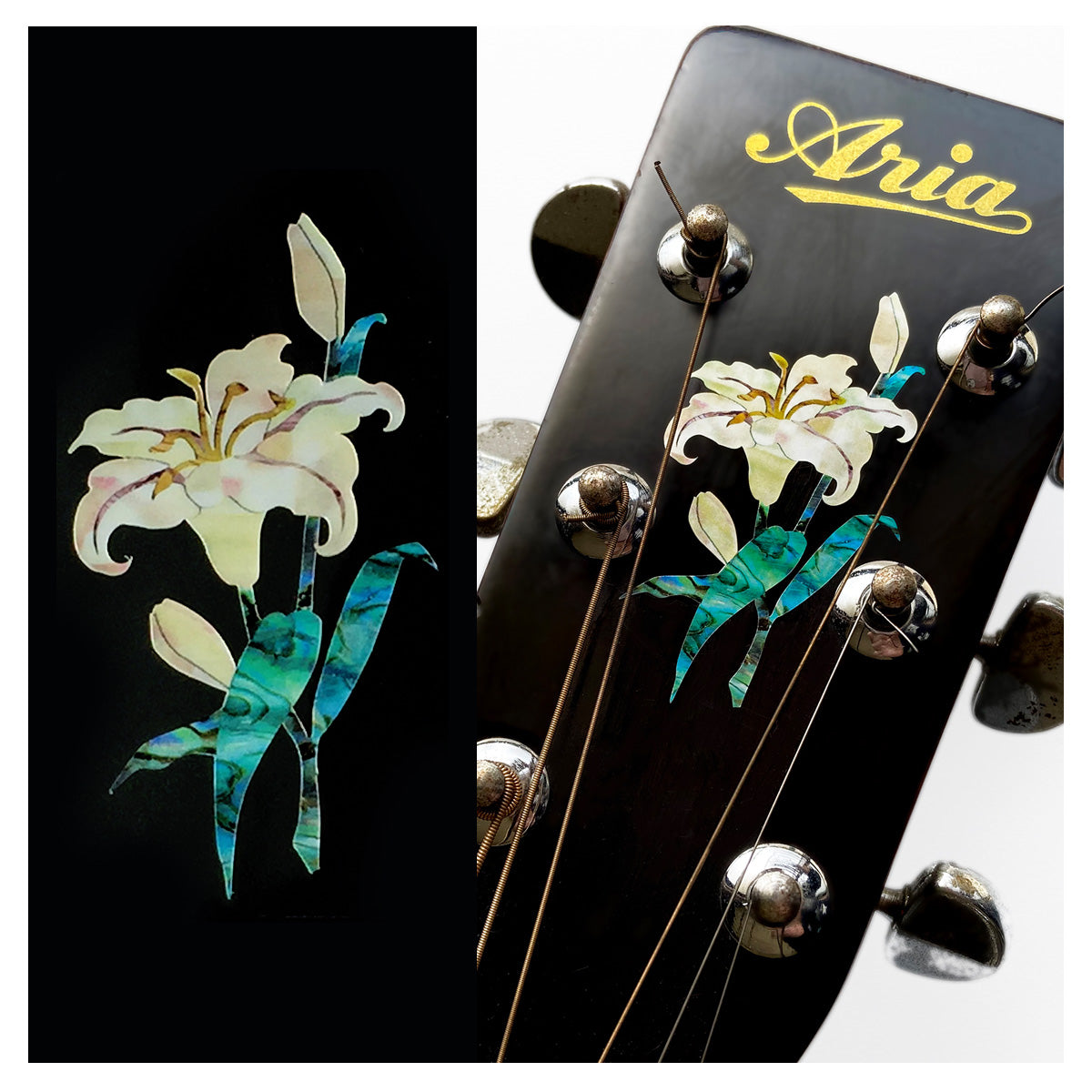 Lily Flower - Inlay Sticker for Headstock