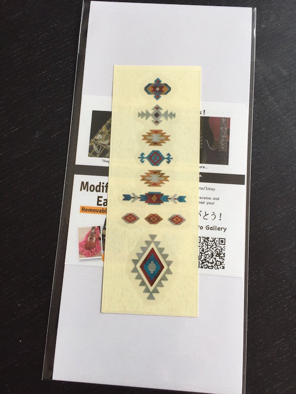 Native American Style / Ethnic Pattern (Turquoise) - Fret Markers for Ukuleles - Inlay Stickers Jockomo