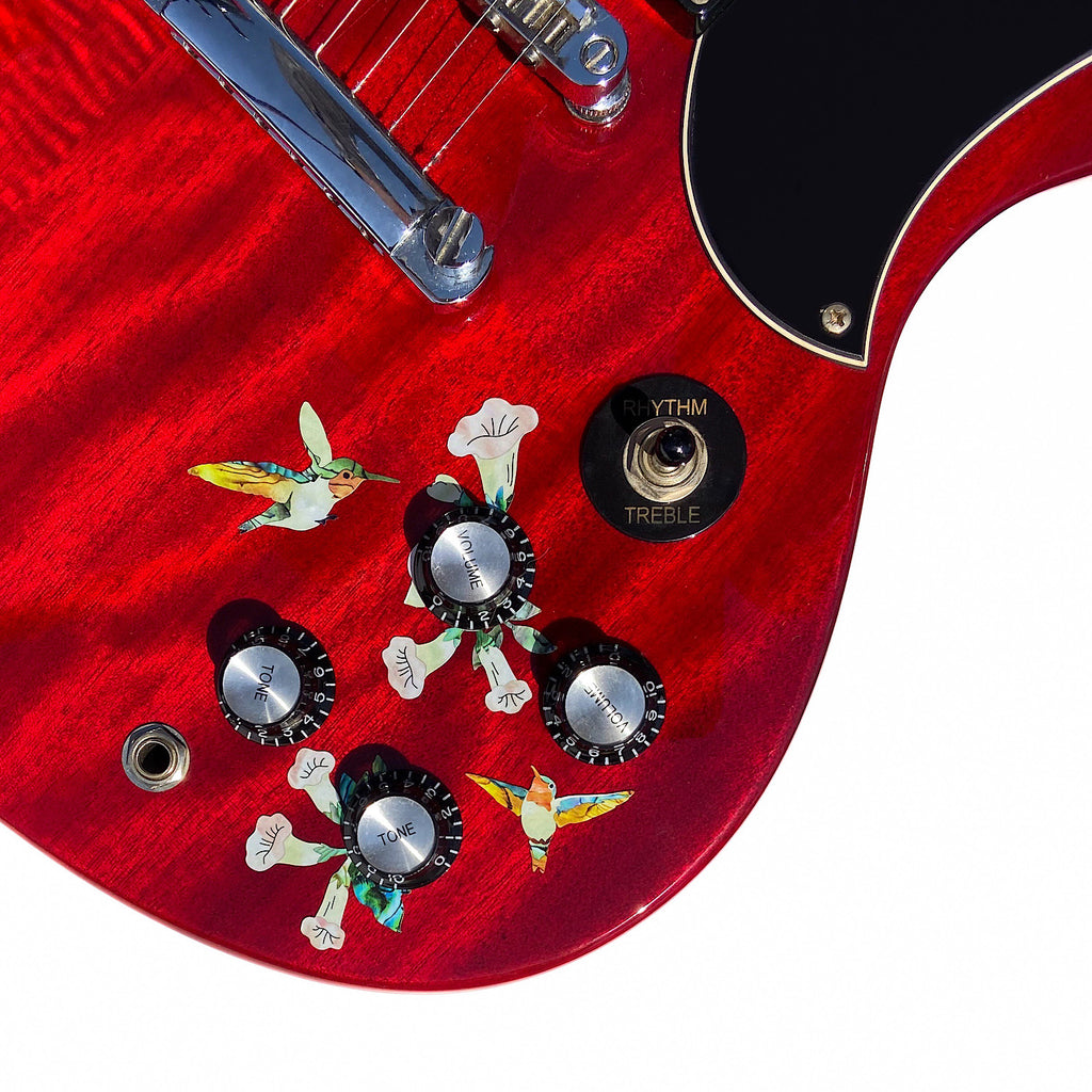 Birds & Blooms (Hummingbirds) - Volume & Tone Knobs Decals - Inlay Stickers Jockomo