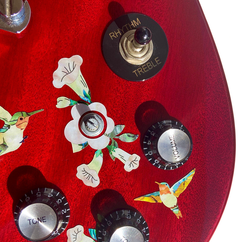 Birds & Blooms (Hummingbirds) - Volume & Tone Knobs Decals - Inlay Stickers Jockomo