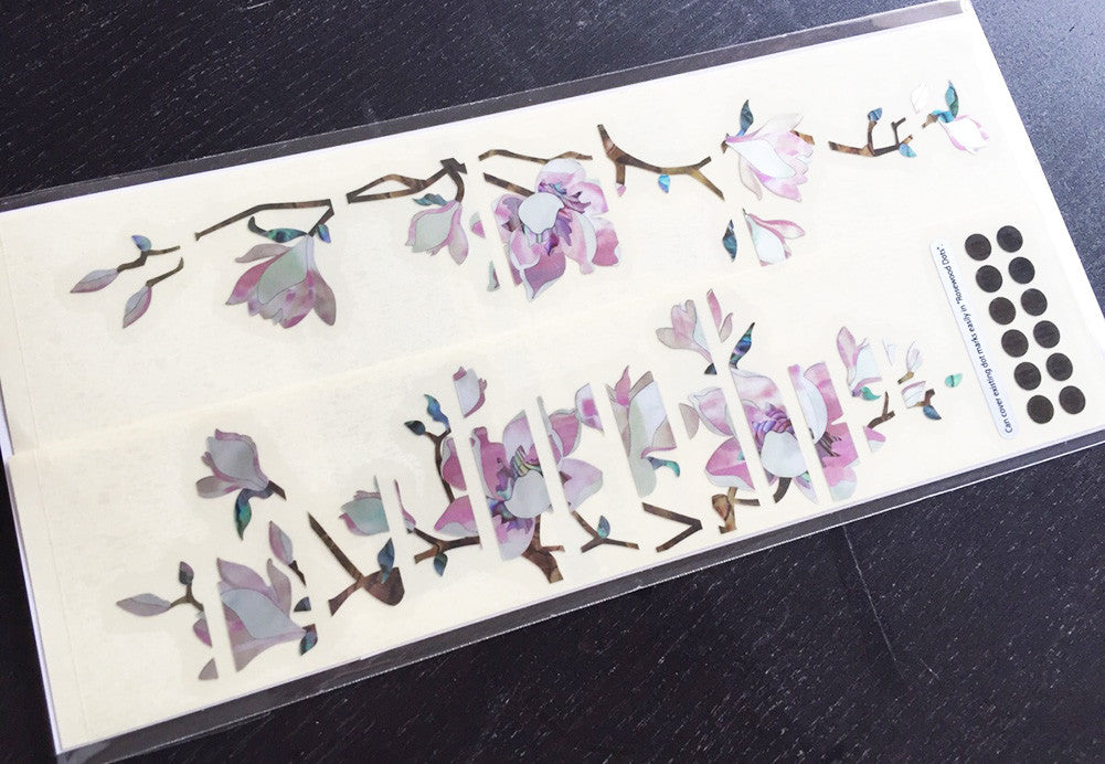 Magnolia Tree with Pink Flowers - Inlay Stickers Jockomo