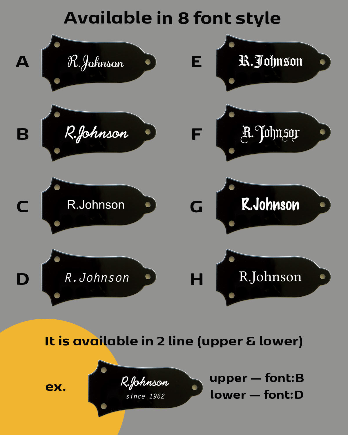 Notched Type 3-Hole Custom Engraved Truss Rod Cover - Inlay Stickers Jockomo