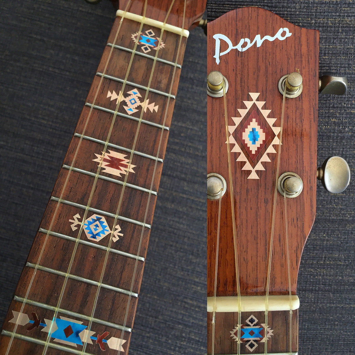 Native American Style / Ethnic Pattern (Natural) - Fret Markers for Ukuleles - Inlay Stickers Jockomo