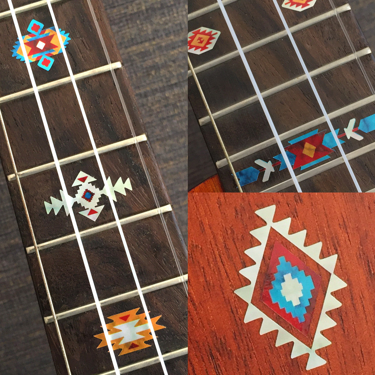 Native American Style / Ethnic Pattern (Turquoise) - Fret Markers for Ukuleles - Inlay Stickers Jockomo