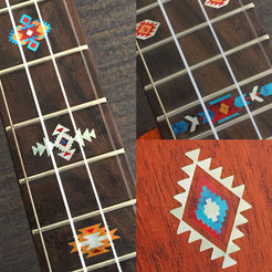 Native American Style / Ethnic Pattern (Turquoise) - Fret Markers for Ukuleles - Inlay Stickers Jockomo