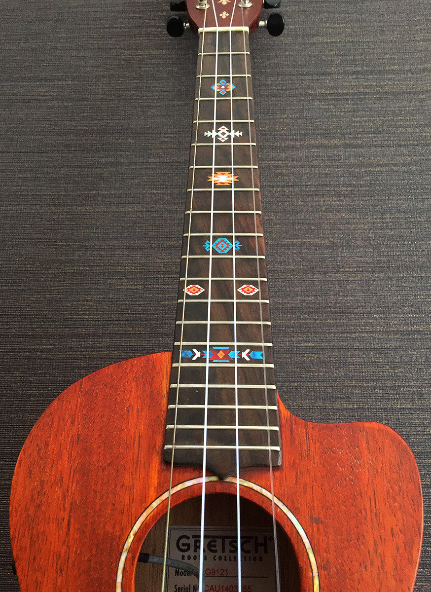 Native American Style / Ethnic Pattern (Turquoise) - Fret Markers for Ukuleles - Inlay Stickers Jockomo