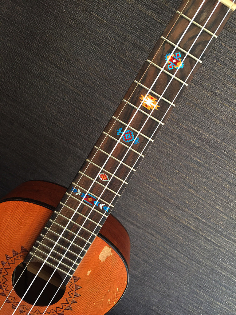 Native American Style / Ethnic Pattern (Turquoise) - Fret Markers for Ukuleles - Inlay Stickers Jockomo